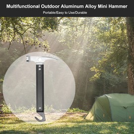 Camping Hammer, 22 cm Multifunctional Aluminium Alloy Mini Portable Outdoor Tool with Tent Stake Remover with Hook