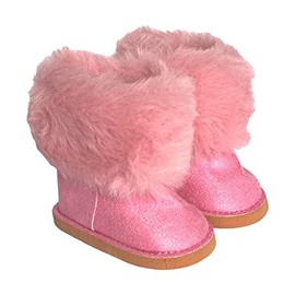 18 Inch Doll Boots- Pink Fur Boots Fits 18 Inch Kennedy and Friends Dolls and All Other 18 Inch Dolls