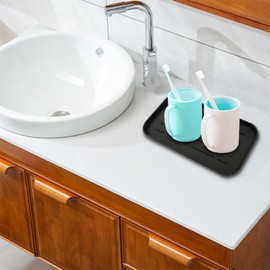 PRETYZOOM Black Dish Drying Mat Dish Drying Pad Dish Mats for Drying Dishes Dish Drying Mat Kitchen Sink Organizer Countertop Tray Air Circulation Mat Easy to Wash Mat