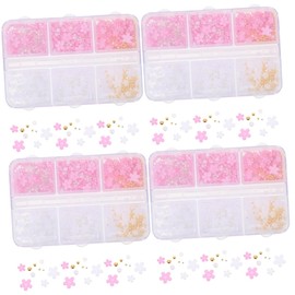 Healeved Resin Flower Nail Art Charms Compartment Box of Five-Petal Flowers for DIY Nail Decoration for Home and Salon Use Lightweight and Easy to Apply