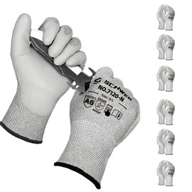 Schwer 6 Pairs ANSI A6 Cut Resistant Gloves CR7120 Cut Proof Work Gloves, Touchscreen, for Men and Women Used for Woodworking, Glass Cutting, Construction, Cargo Handling, Car Repair, L
