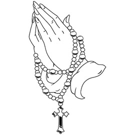VWAQ Praying Hands Rosary Vinyl Wall Art Decal - Christian Religious Home Decorations (23" H X 12" W, Black)