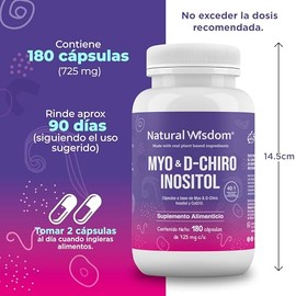 NW Myo & D-Chiro-Inositol en Combinación 40: 1 Myo Inositol con Coenzima Q10 | 180 Capsulas de 725gr | Sin Gluten Sin Soya Sin Lacteos | Ingredientes 