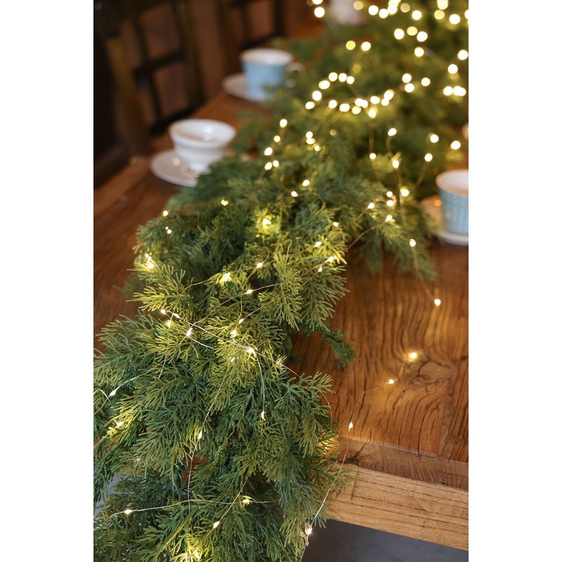 MISSPIN Christmas Garland with Lights, Real Touch Winter Pine Garland,