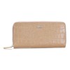 Balcos Crocodile-Embossed Long Wallet, Women's, ONESIZE, Round Zipper, Genuine Leather,