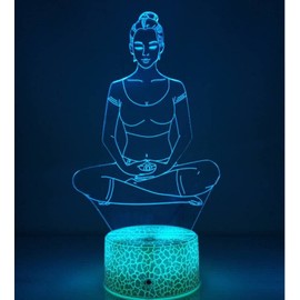 YTDZLTD Creative 3D Yoga Meditation Night Light 16 Colors Changing USB Powered Remote Control Touch Switch Decor Lamp Optical Illusion LED Table Desk Lamp