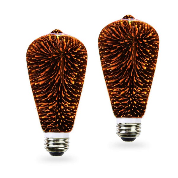 SLEEKLIGHTING 2 watt LED Light Bulb - Fairy Like Fireworks ST19 ? General Purpose Orange LED Light Bulb ? UL Approved ? Uses 2 Watts of Energy, 110 Volts, Instant On, Average Life 10,000 Hours