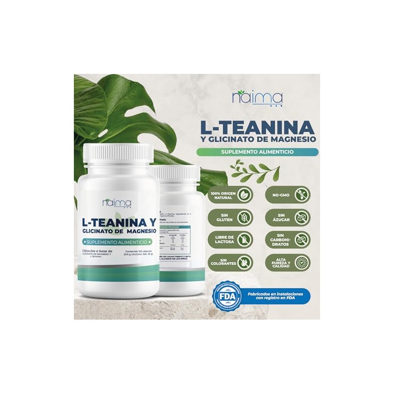 NAIMA L-Teanina + Glicinato de Magnesio | 200mg de L-Teanina