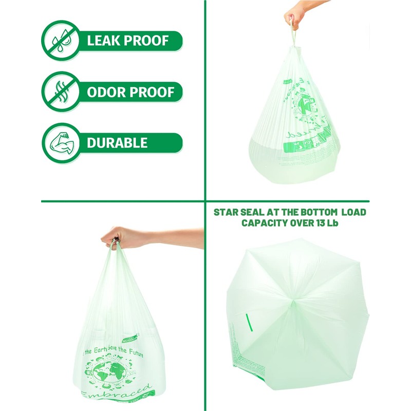 BEIDOU-PAC 100% Compostable Trash Bags, 3 Gallon Compost Bags Small