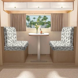 molasofa RV Dinette Cushion Covers, RV Booth Seat Cover Stretchable Camper Cushion Couch Covers Washable Slipcovers for Camper Car Bench (2 Backrest Covers & 2 Bench Covers, Beige)