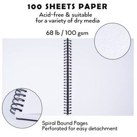 CONDA 11"x14" Sketchbook Set, 2 Pack, 100-Sheets Each (68lb/100gsm) Side Spiral Hardcover Sketch Pad, Durable Acid Free Drawing Paper, Heavyweight Sketch Book for Kids Adults Artist