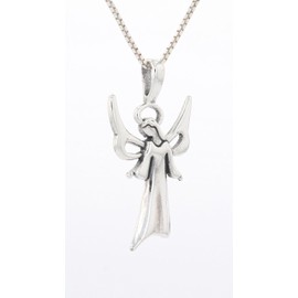 Jewelry Trends Sterling Silver Winged Angel Pendant with 18 Inch Silver Box Chain Necklace Religious Gift