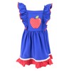 Girls Flutter Sleeve Back to School Dress for Kids First Day of Kindergarten 1st 2nd 3rd Grade and Picture Day Outfit (6Y, Apple)