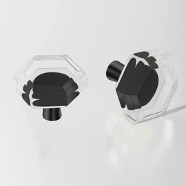 Kitchen Cabinet Drawer Knobs 8 Pack Black Crystal Brushed Cabinets Pulls Knob, Solid Base Closet Cupboard Dresser Drawers Hardware Handles, Golden Bathroom Bedroom Pull Single Hole Satin Brass Knobs