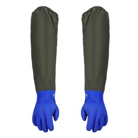 SZKKQKJ Protective Chemical Gloves, Rubber Gloves, Long, Pond Cleaning Gloves, A Long Section of Safety Work Gloves, 74 cm (Blue)