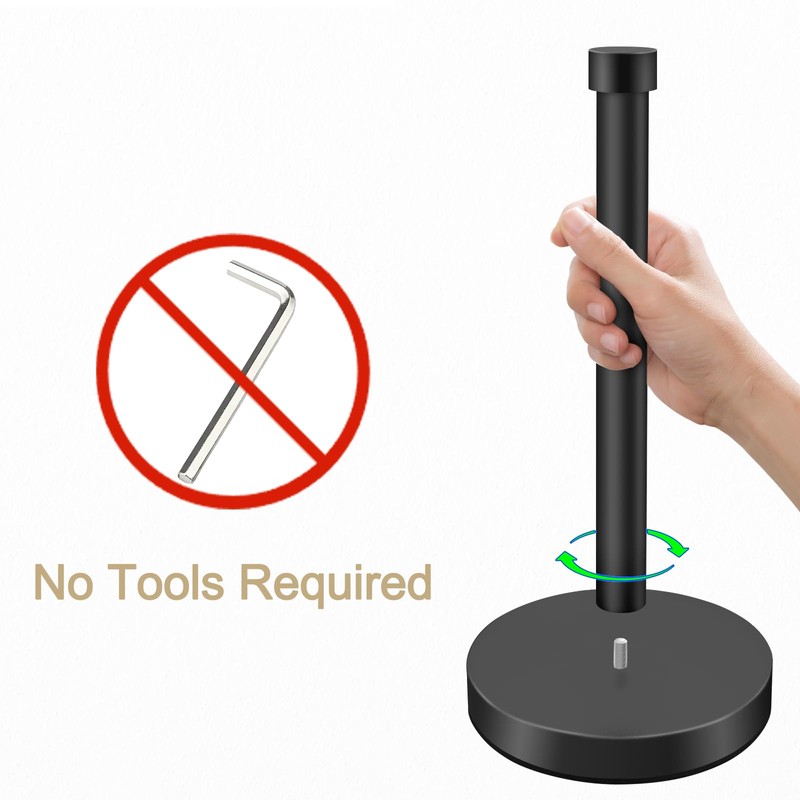 VOTZAAQ Black Paper Towel Holder Countertop, Stainless Steel Standing Paper