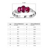 TJC Ruby Three Stone Ring In Platinum Plated 925 Sterling