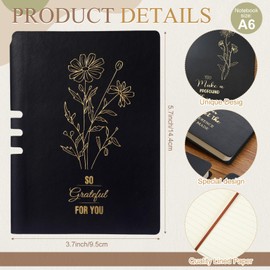 Watersay 24 Pcs Thank You Gift for Volunteer Teacher Staff Coworker A6 Employee Appreciation Notebook Gratitude Journal Bulk Leather Inspirational Pocket Notepad Group Gift for Man Women(Black)