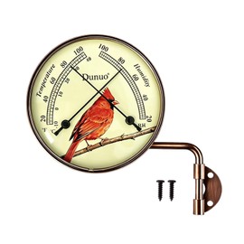Dunuo 4" Outdoor Thermometer & Humidity Gauge, Brass Cardinal Dial
