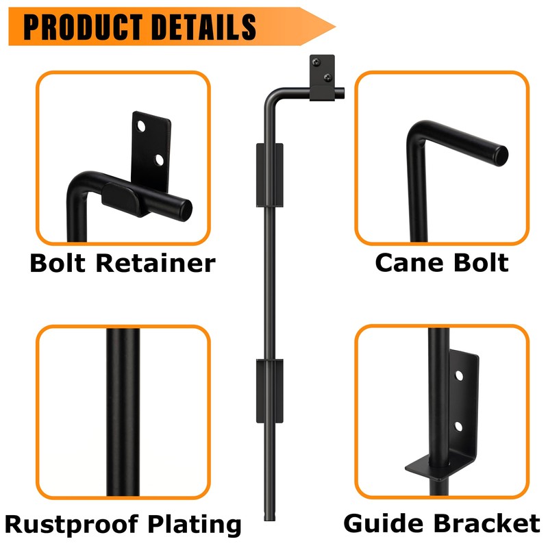 DJSUNPACKING 18" Heavy Duty Cane Bolt Gate Drop Rod with