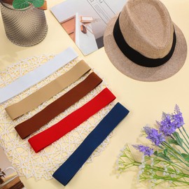 Cindeer 6 Pieces Stretchable Hat Band for Women Cowboy Hat Band for Men Panama Straw Accessories, 6 Colors(Vivid Colors)