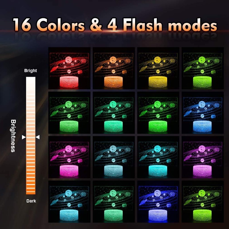 Optical Illusion 3D Planet Star Night Light 16 Colours Different