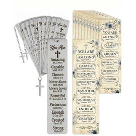 AWEZO 12 Pack Christian Bible Metal Bookmarks Cross Pendant Gifts