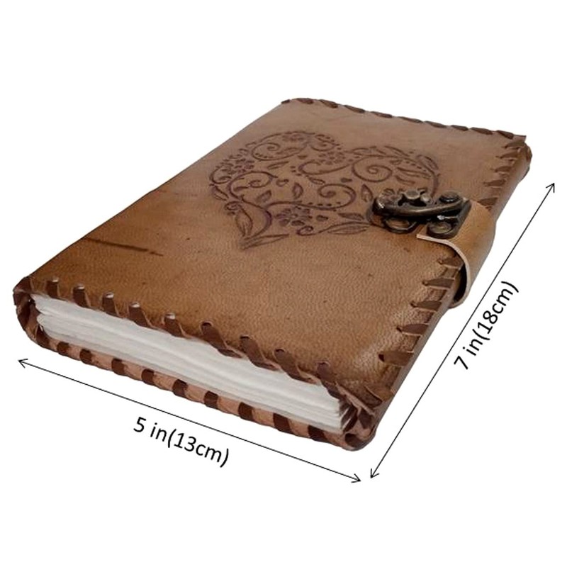 Purpledip Leather Journal 'Beating Heart': Vintage Design Diary Notebook (15178A)