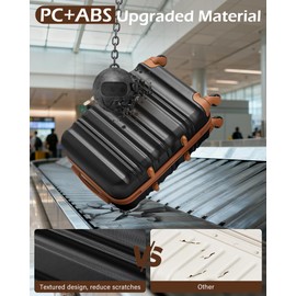 LONG VACATION Carry On Luggage Sets 3 Piece 20 Inch Suitcase Set, ABS+PC Hardshell Lightweight Travel Luggage with Spinner Wheels & YKK Zipper TSA Lock (20 INCH (BP/TB), BLACK-BROWN)