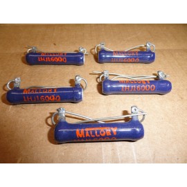 MALLORY RESISTORS, 16K OHM, 10 WATT, (LOT OF 5) NEW / NOS