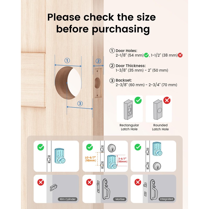 HIDALIFE Keyless Entry Door Lock, Keypad Door Lock with Handle,