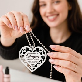 Heart Ornament Gift for Coworker Friend Woman, Chance Made Us Colleagues Quote Keepsake for Thanksgiving, Christmas, Gratitude Week, Farewell, Rearview Mirror Hanging Car Decor EDF07