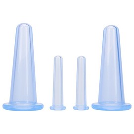 4Pcs Massage Cupping Set Silicone Mini Facial Cups Face Massager Helper Skin Care Neck Back Eyes Massaging Cup Safe to Use, Don't Worry About Burns Health Care Products, Massage Tools (Blue)