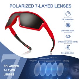 SKYWAY Kids Polarized Sports Sunglasses Flexible Stylish Shades Protection for Active Adventureswith Strapes for Girls&Boys Aged 3-10 Red