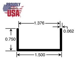 Outwater Mill Finish 1-3/8'' Inside Dimension Aluminum U-Channel 48'' Length (Pack of 3) Alu578-M C-Channel
