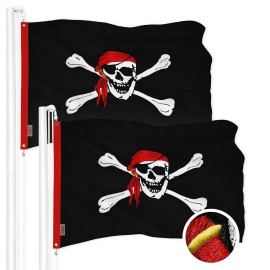 UD_G128 2 Pack: Pirate Jolly Roger Red Head Scarf Flag  20x30 In  ToughWeave Series Embroidered 300D Polyester  Novelty Flag, Em