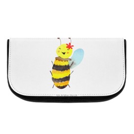 Mr. & Mrs. Panda Happy Bee Cosmetic Bag, Gift, Make-Up Bag, Wasp, Cosmetic Bag, Toiletry Bag, Bumblebee, Toiletry Bag, White, Hand Drawn