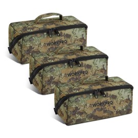 Workpro 3 PIECE Tool Bag 10" Utility Wide Mouth Heavy Duty Tool Storage Bag Tote Bag