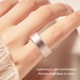 ASHATA Ultra Thin Smart Ring, Health Fitness Tracker Ring to Monitor Fitness Pedometer Sleep Tracking APP, Charging Case, Wearable Smart Health Ring for Men Women, 7 Days (Gold)