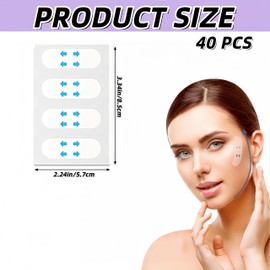 40 Pcs Invisible Face Lift Stickers, Waterproof Face Lift Tape, Instant Makeup Facelifting Patches for Concealing Wrinkles, Double Chins, Sagging Skin (Transparent)
