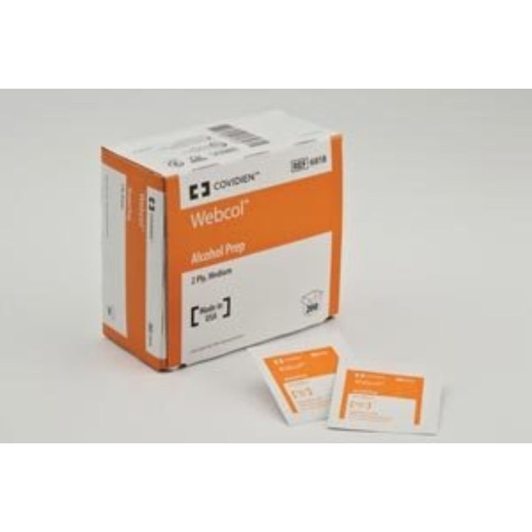 COVIDIEN Alcohol Prep Pad Webcol Isopropyl Alcohol, 70% Individual Packet Medium Sterile (#6818, Sold Per Box)