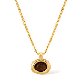 Sonateomber Gold Natural Tigers Eye Stone Pendant Necklace for Women