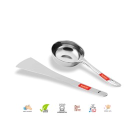Sumeet Stainless Steel Perfect Dosa Making Spoon/Ladle Set of 2 Pcs (1 Turner, 1 Short Pour Ladle with Flat Base)