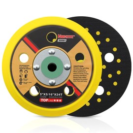 VIBRATITE 5 Inch 5 Hole DA Sander Hook & Loop Backing Plate Pad, 5/16 Inch-24 Thread Dustless Random Orbital Sanding Pad, Polyurethane Material, Black, Compatible with Orbital Sander, Polisher