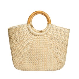 THmarket Summer Rattan Bag, Straw Bag For Womens Girls, Straw Handwoven Handbag With Handles, Straw Rattan Retro Bag Beach, Beach Sea Summer Rattan Clutch Bags (Medium Size)