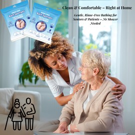 Rinse Free Disposable Bath Sponges – 50 Count (Pack of 2)– Extra Thick, All-in-1 No Rinse Bath Wipes for Elderly Care, Nursing, Camping & Travel