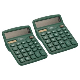 PATIKIL 2PCS Desktop Calculator with 12 Digits Large LCD Display Electronic Calculator Solar Dual Power for Home Office Desktop Green