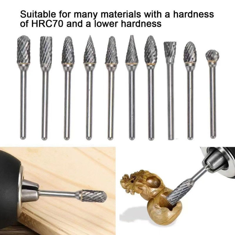 Orialvenka 10 Pcs Carbide Burr Bits Set 1/8" Shank Compatible