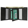 100% Leather Tri-fold Mens Wallet Black #961107