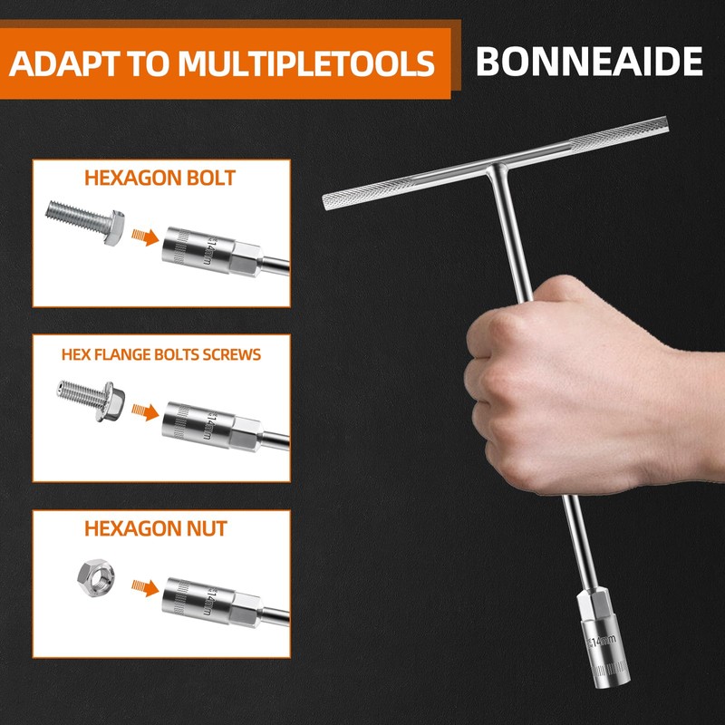 BONNEAIDE 7Pcs T-Handle Wrenches Metric Socket Set, 6mm, 8mm, 10mm,